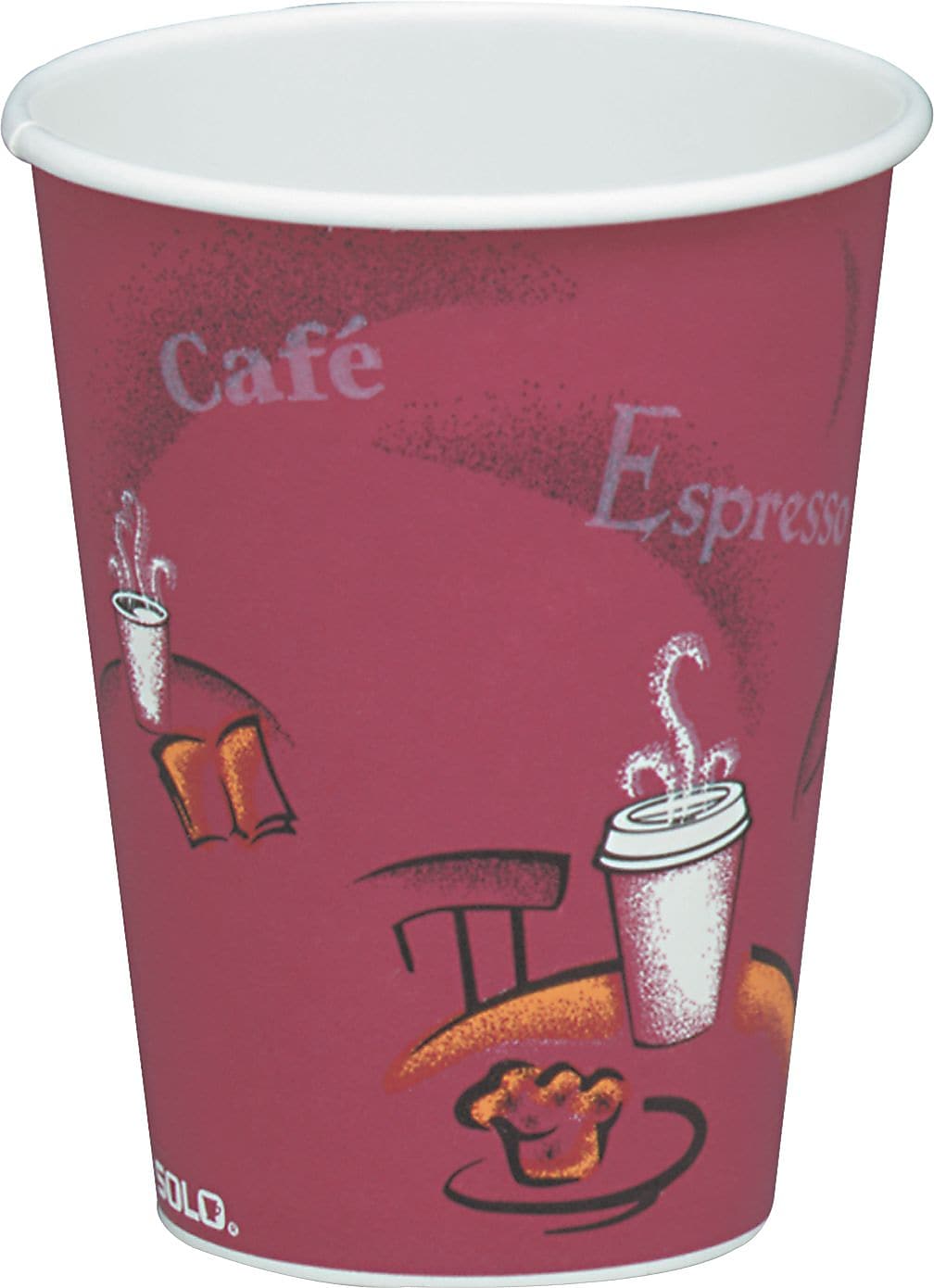 Solo Bistro® Design Hot Drink Cups, Paper, 8oz, Maroon, 50/Pack