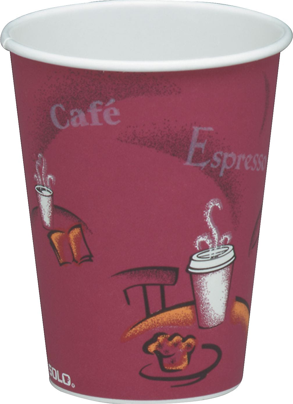Bistro Design Hot Drink Cups, Paper, 8oz, Maroon, 50/Bag, 20 Bags/Ct