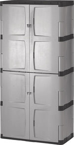 Double-Door Storage Cabinet - Base/Top, 36w x 18d x 72h, Gray/Black