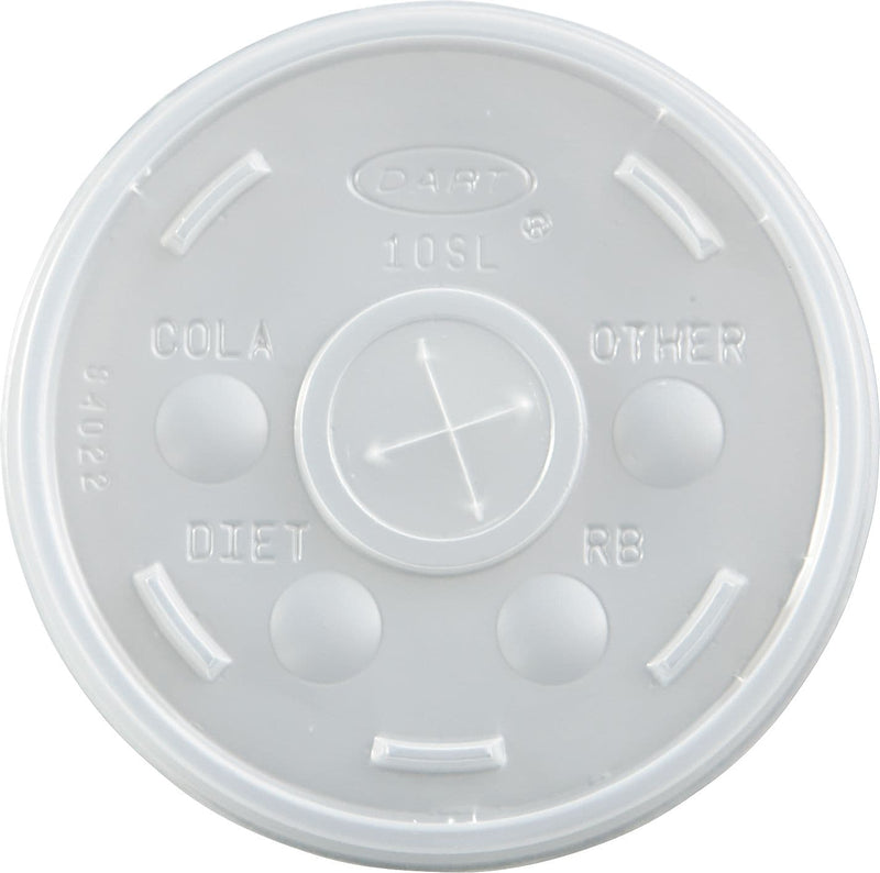 Dart® Straw Slot Foam Cup Lids, 10 oz., Translucent, 1000/Carton (10SL)