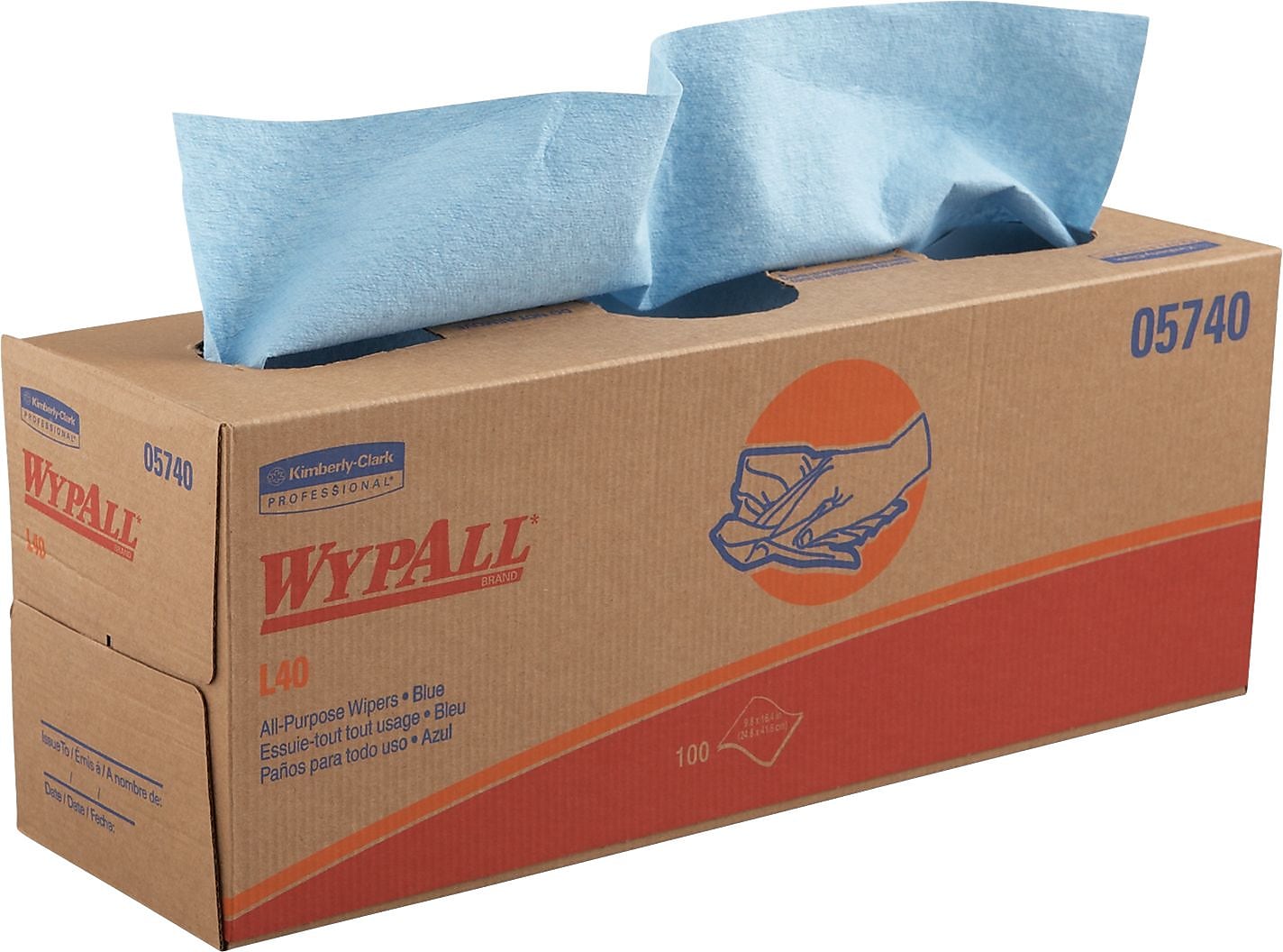WypAll L40 Cleaning Wipers, Blue, 100 Wipers/Box, 9/Carton (KCC05740)
