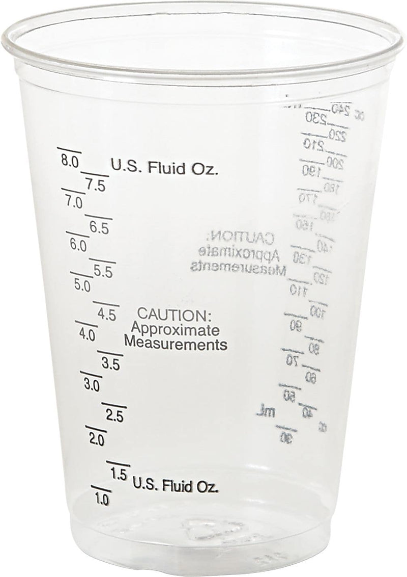 Plastic Medical & Dental Cups, Graduated, 10 Oz, Clear, 50/Bag, 20 Bags/Ct