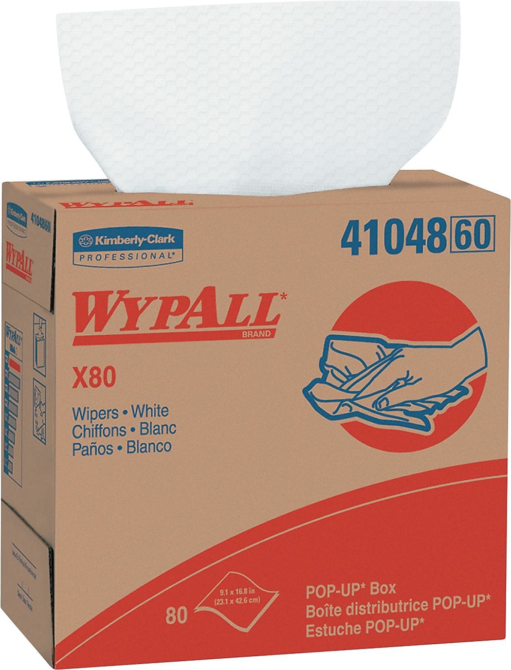WypAll X80 Cleaning Wipers, White, 80 Wipers/Box, 5/Carton (KCC41048)