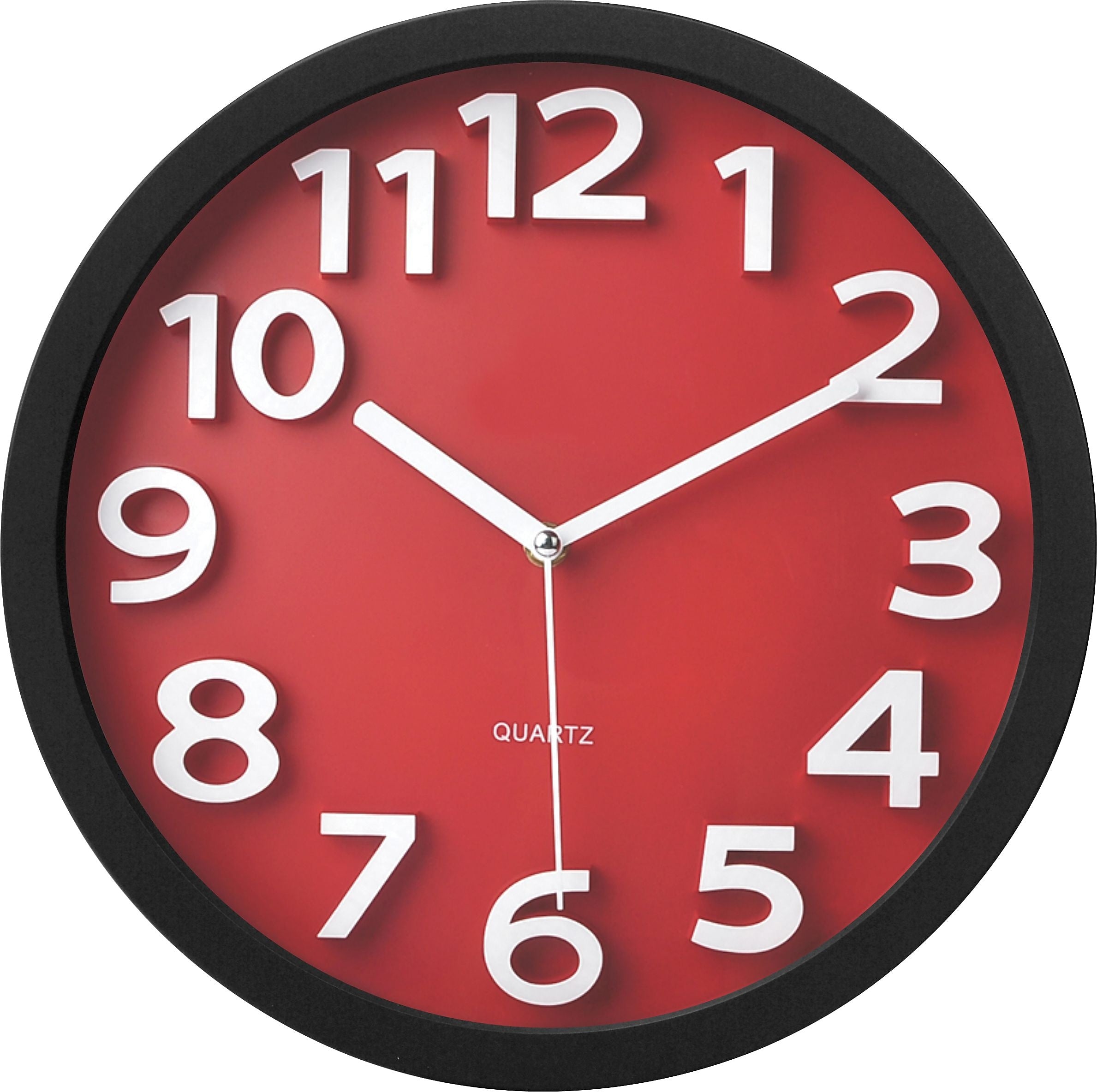 TEMPUS Wall Clock with Raised Numerals and Silent Sweep Red Dial, Plastic, 13"(TC62127R)
