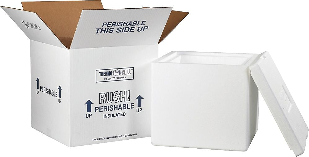 Insulated Shipping Containers, 12" x 12" x 11.5", White, Each (230C)