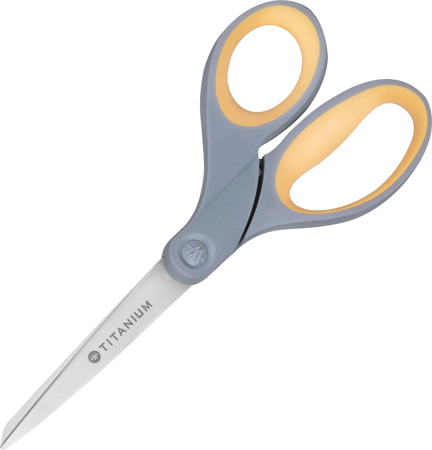 AbilityOne SKILCRAFT Titanium 7" Straight Scissor, Straight, Titanium, Gray/Yellow