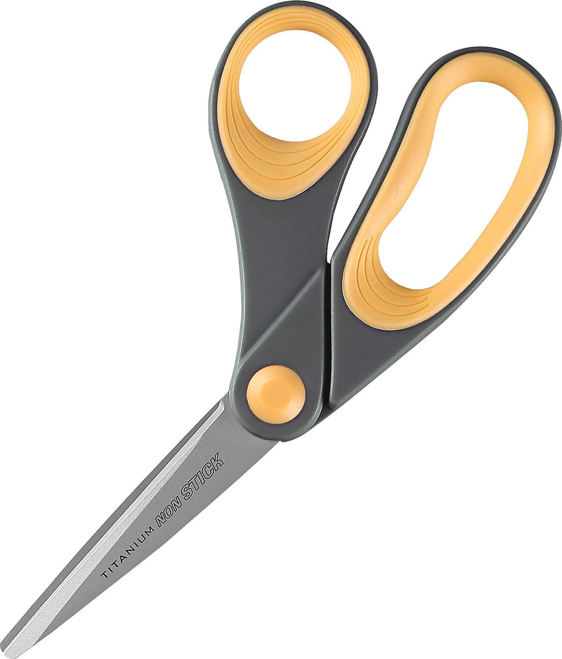 AbilityOne SKILCRAFT Nonstick Titanium Scissor, Bent, Titanium, Gray/Yellow