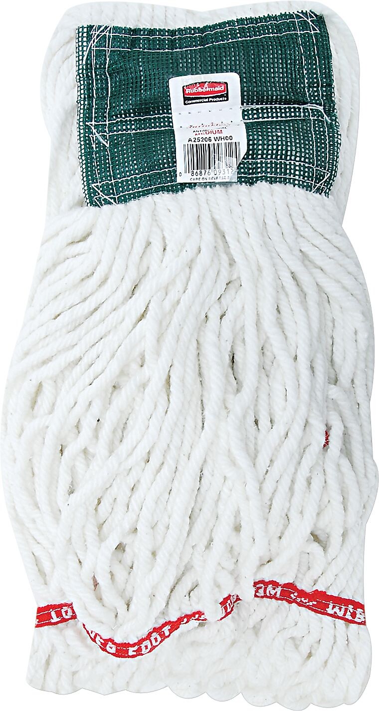 Web Foot Shrinkless Looped-End Wet Mop Head, Cotton/Synthetic, Medium, White