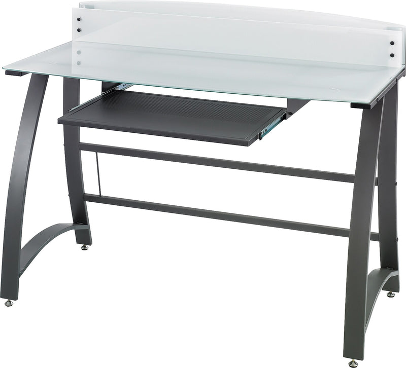 Safco Xpressions Glass Top Computer Desk, Frosted/Black