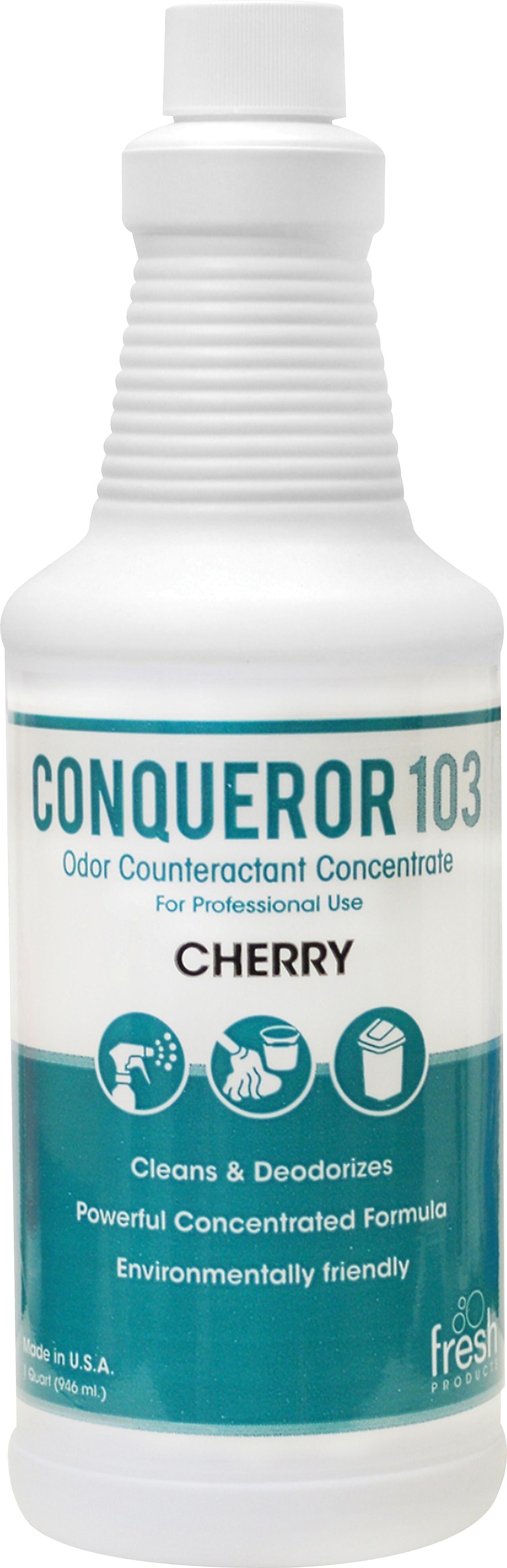 Conqueror 103 Odor Counteractant Concentrate, Cherry Scent, 32oz. Bottles, 12 Bottles/Case