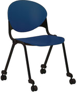 National Office Furniture Cinch® Stacking Armless Mobile Guest Chair, Plastic, Blue
