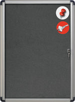 MasterVision® Slim-Line Enclosed Fabric Bulletin Board, Gray, 38" X 28" X 1 3/8" (VT630103690)