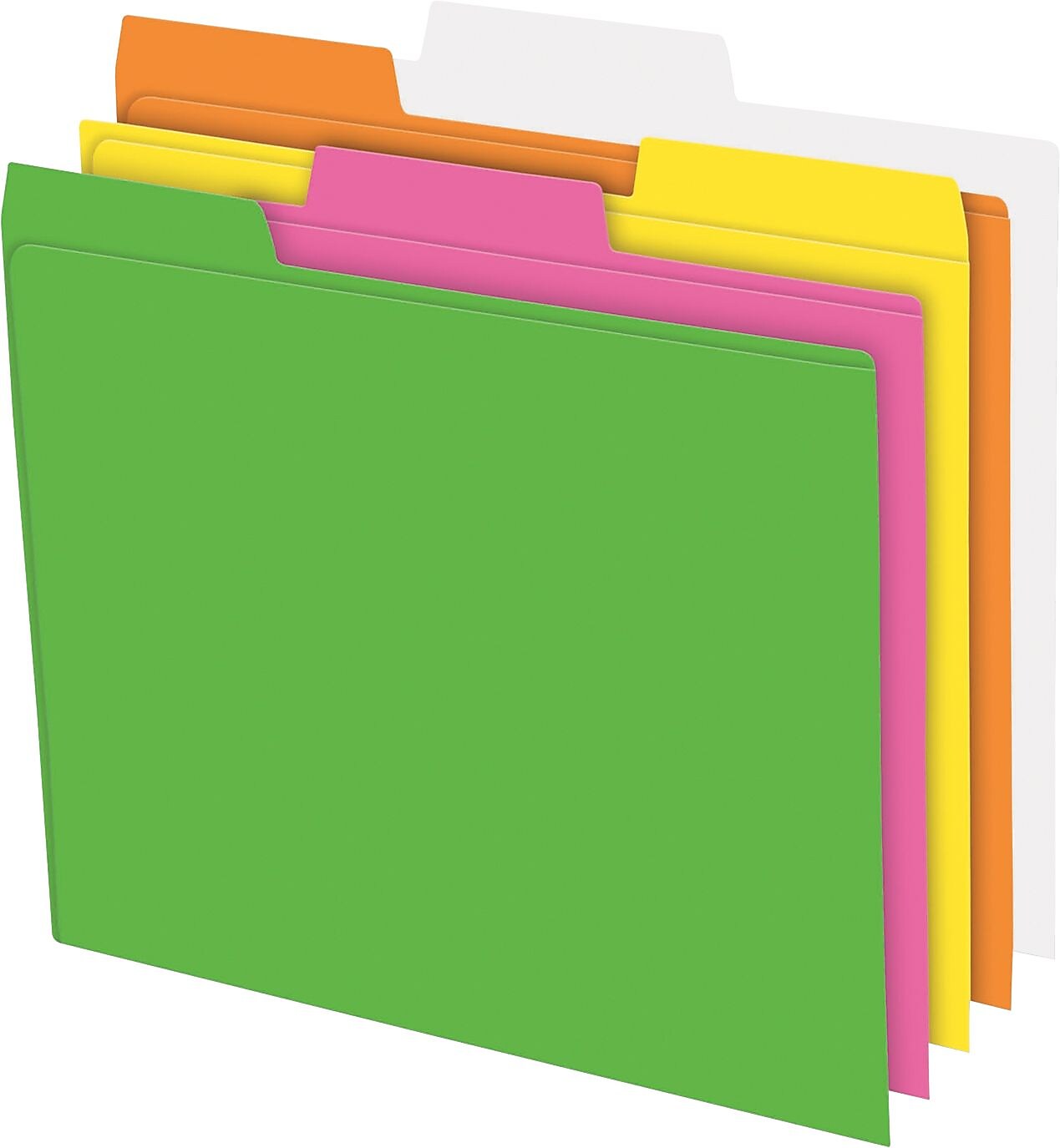 Pendaflex Glow Recycled File Folder, 1/3-Cut Tab, Assorted, Letter Size, Assorted Colors, 24/Box (40523)