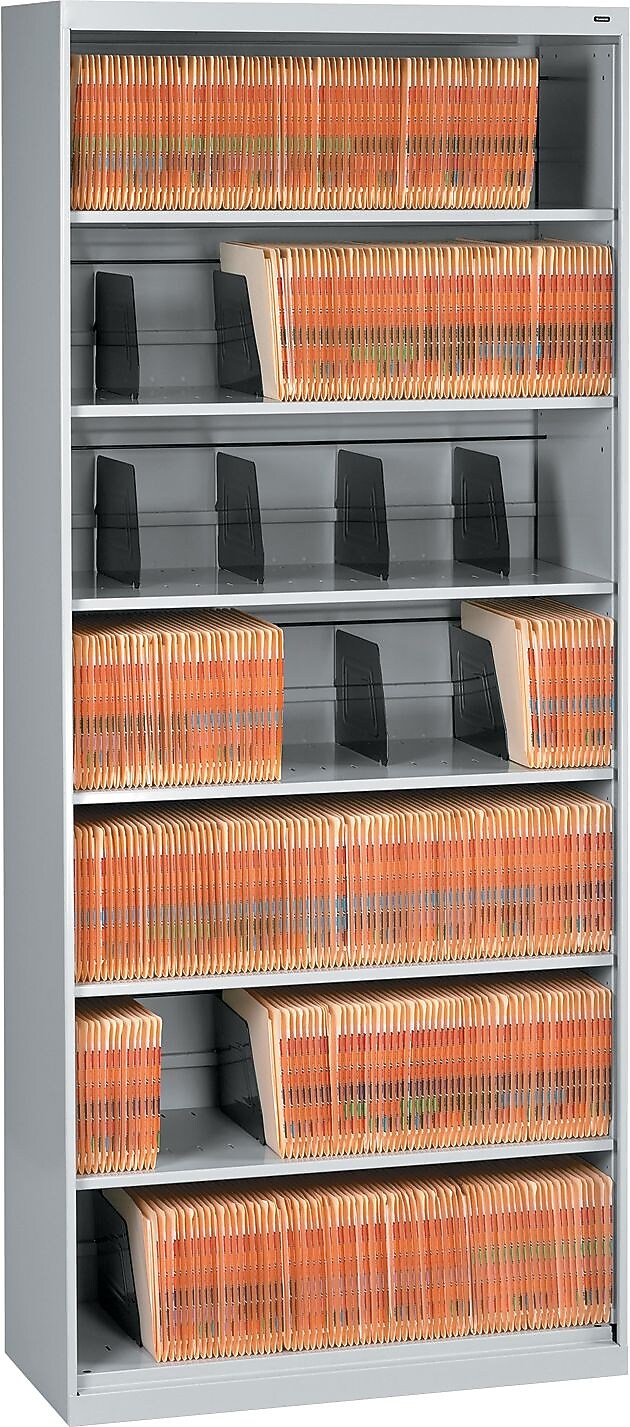 Tennsco Open Fixed Shelf Lateral File, Light Gray, 7-Shelf, 87"H