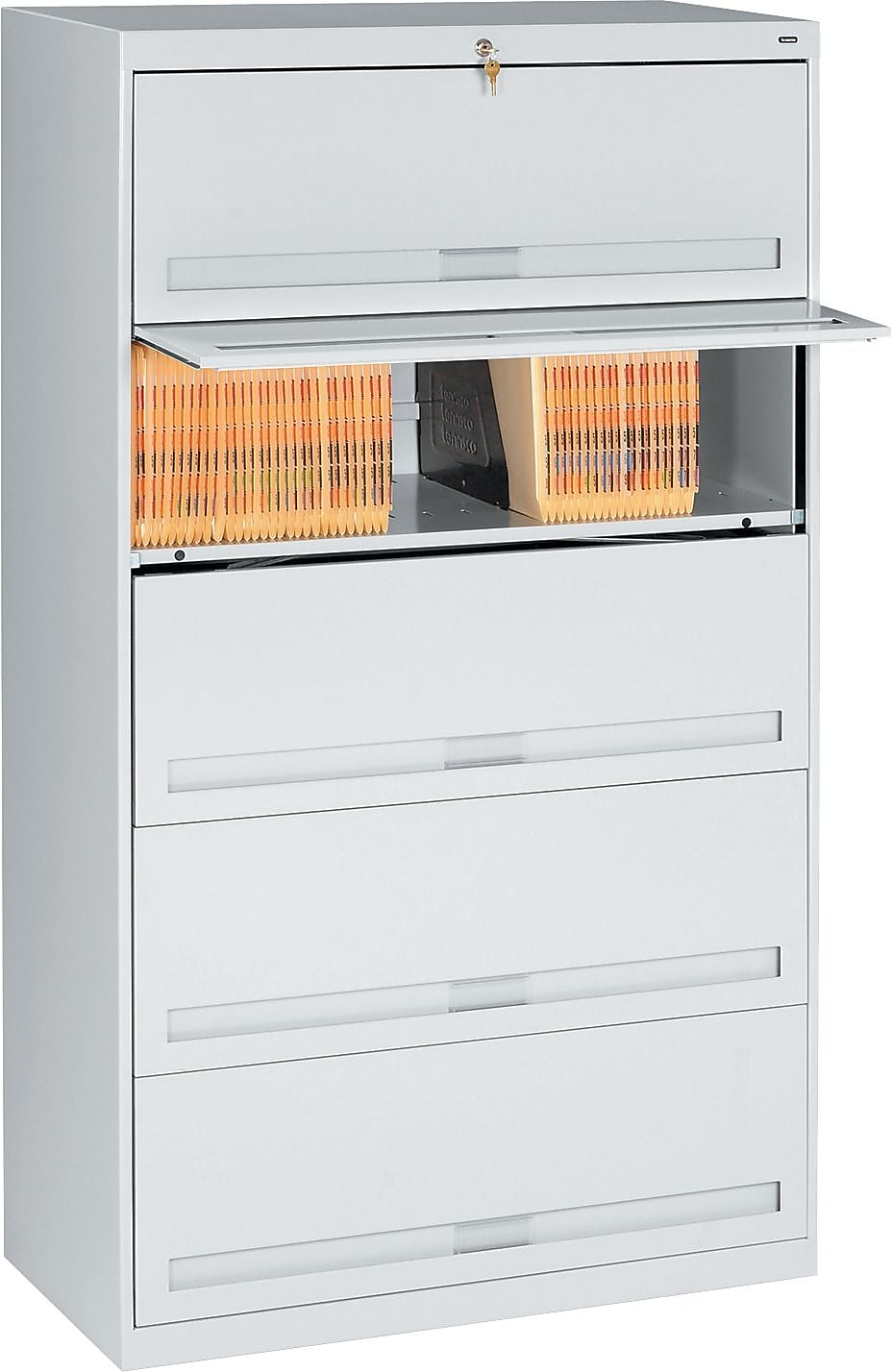 Tennsco Closed Fixed Shelf Lateral File, Light Gray, 5-Shelf, 63 1/2"H