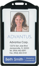 Advantus Vertical ID Card Holders, 2 1/8" x 3 3/8", Black, 25/Pack (75657)