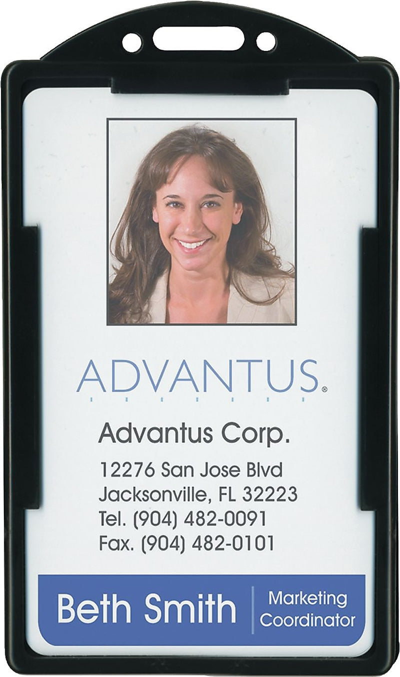 Advantus Vertical ID Card Holders, 2 1/8" x 3 3/8", Black, 25/Pack (75657)