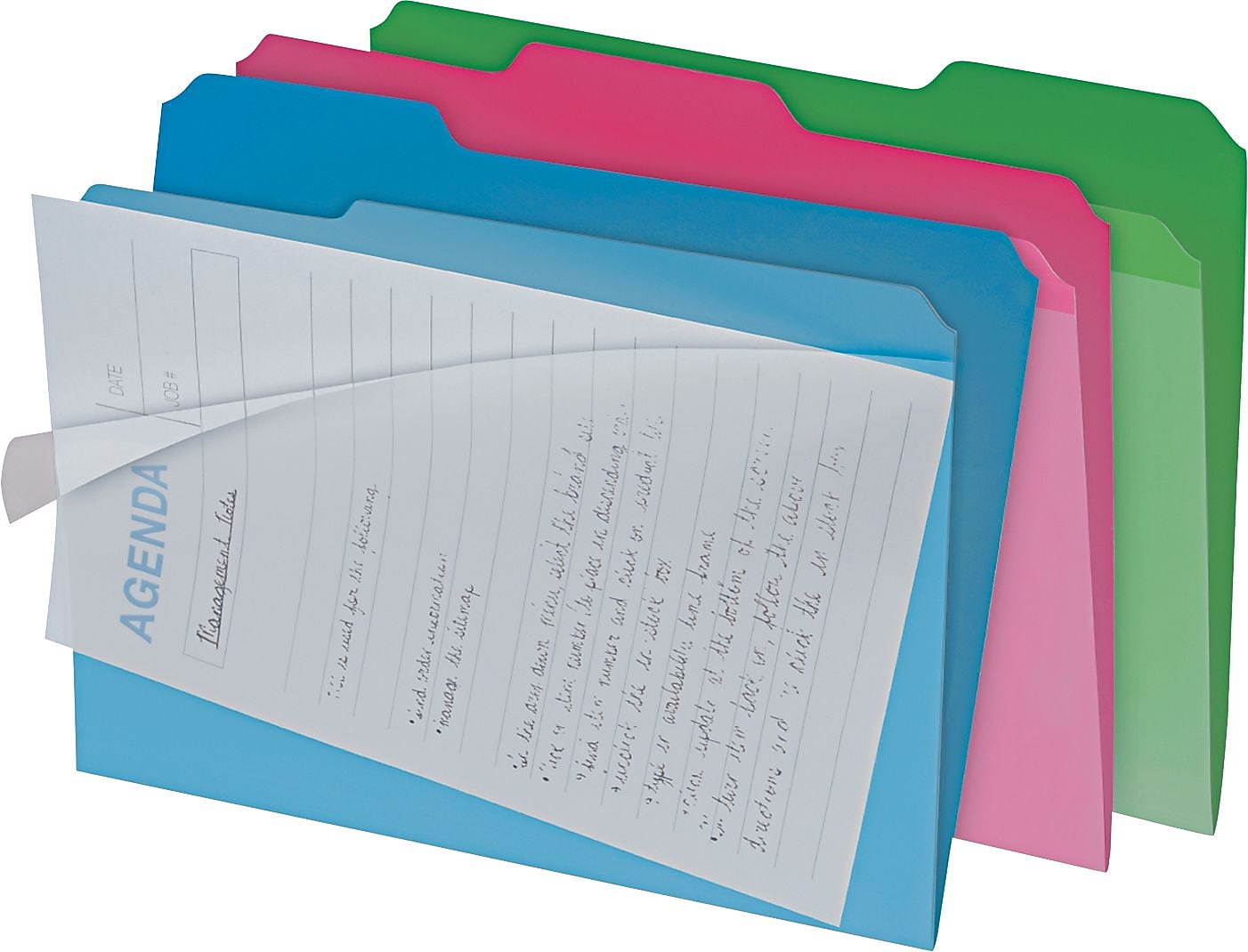 Find It Clear View Interior File Folders, 1/3 Cut Top Tab, Letter-Size, Assorted Colors, 6/Pack (IDEFT07187)