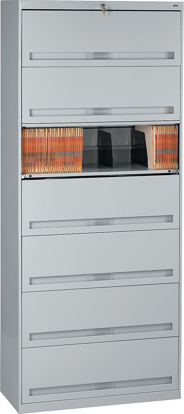 Tennsco Closed Fixed Shelf Lateral File, Light Gray, 7-Shelf, 87"H