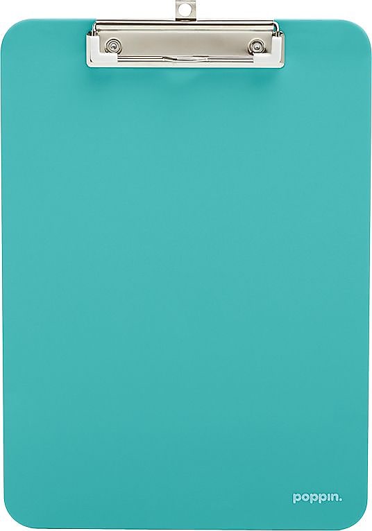 Poppin Plastic Clipboard, Letter Size, Aqua (101348)