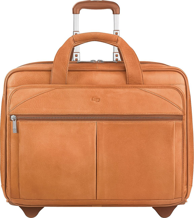 Solo New York 15.6" Leather Rolling Laptop Bag, Tan (D5291)