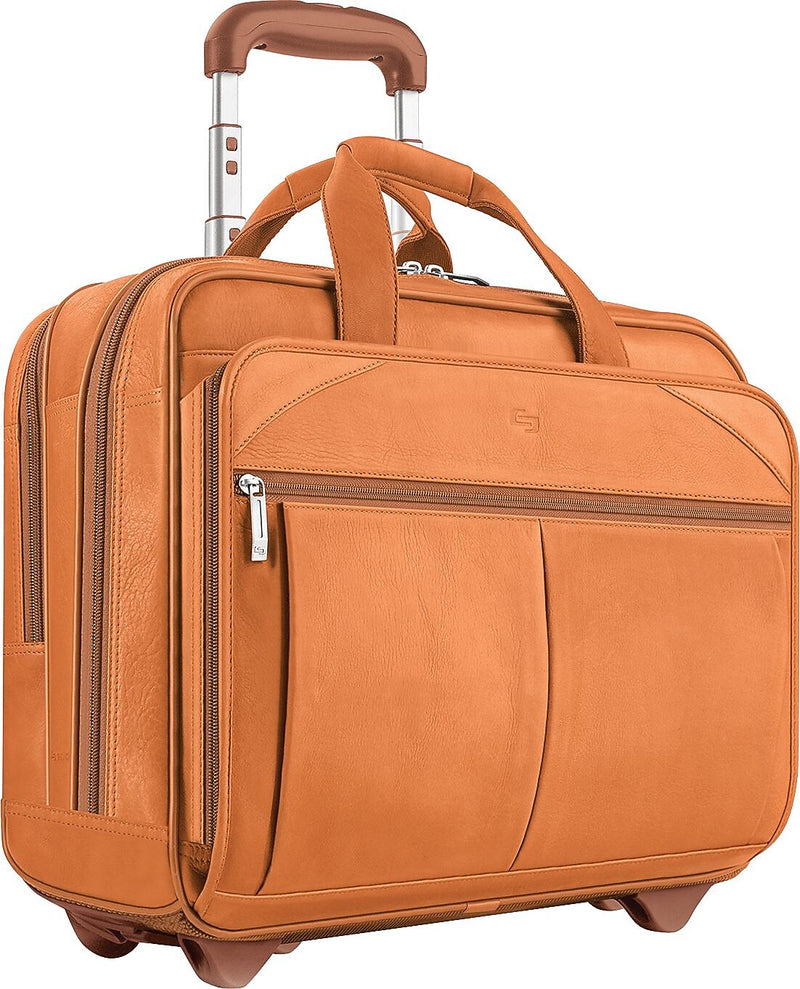 Solo New York 15.6" Leather Rolling Laptop Bag, Tan (D5291)