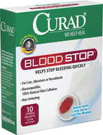 Curad Blood Stop Gauze Packets, 1" x 1", 10/Box, White