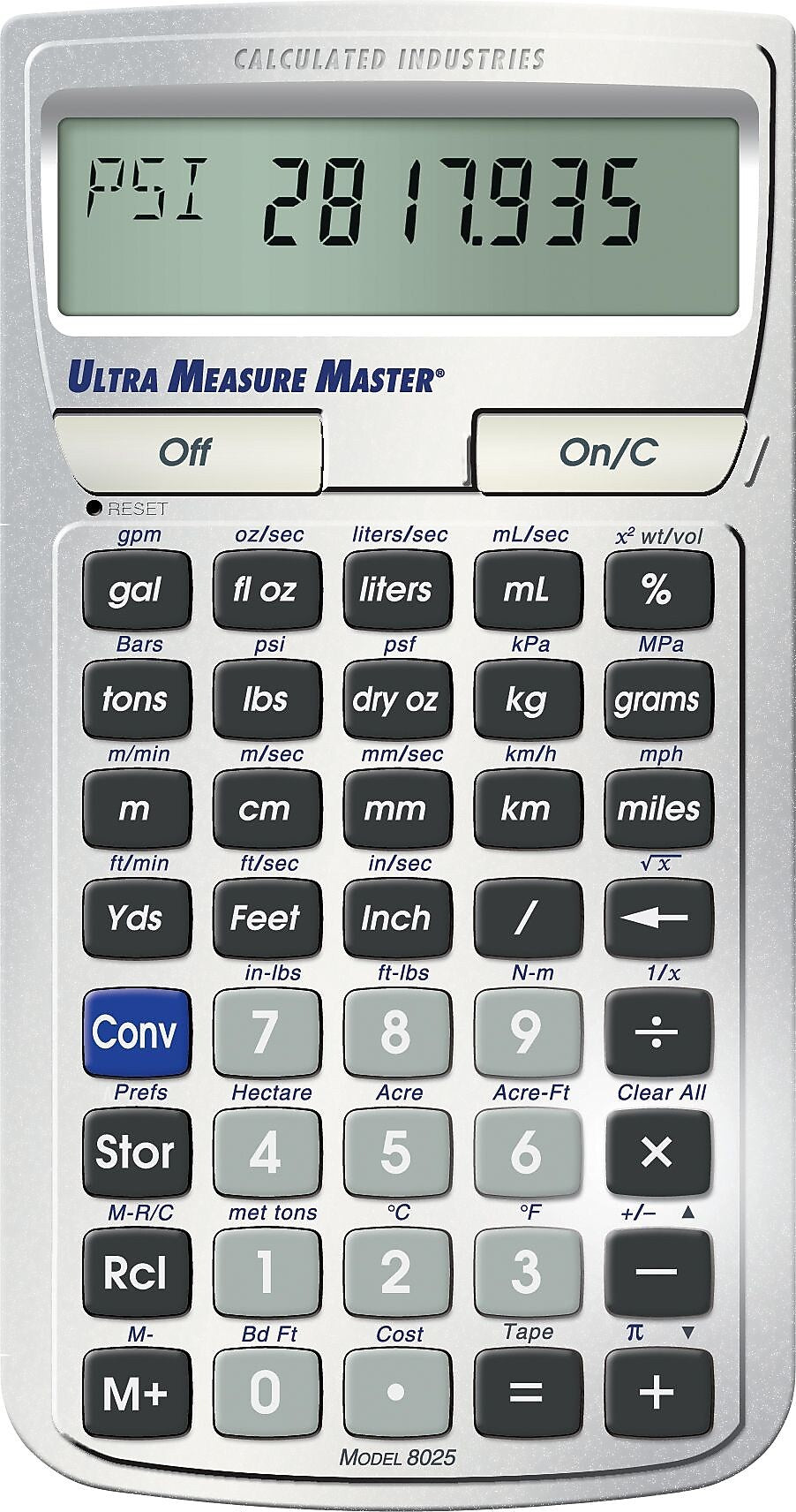 Calculated Industries Ultra Measure Master 8025 (8025) Measuring & Estimating Calculator, Silver