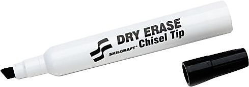 AbilityOne Dry Erase Marker, Chisel Tip, Non-Toxic, Low Odor, Quick Drying, Medium Point, Black Ink, 12/Dozen