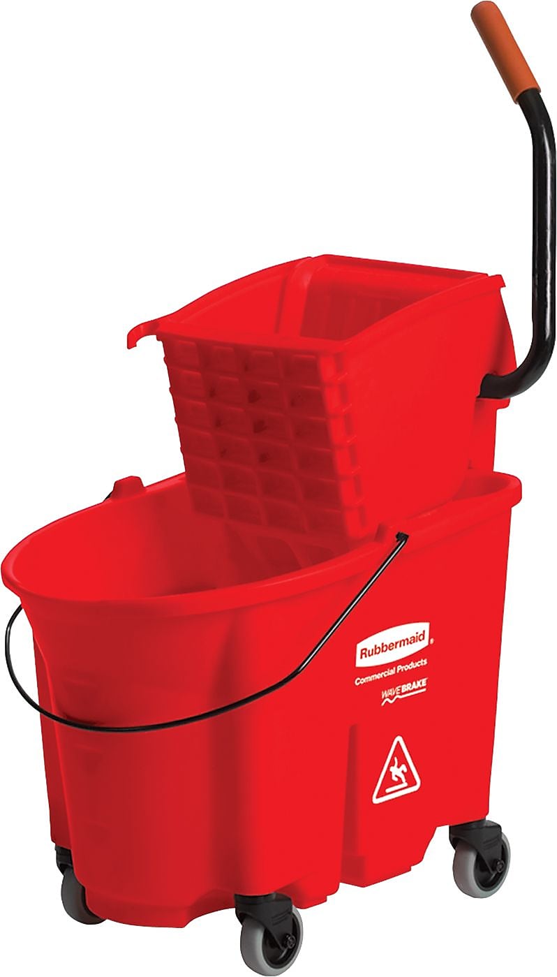 Rubbermaid® WaveBrake® Side Press Mopping Trolley, Combo, Red, 35 qt.