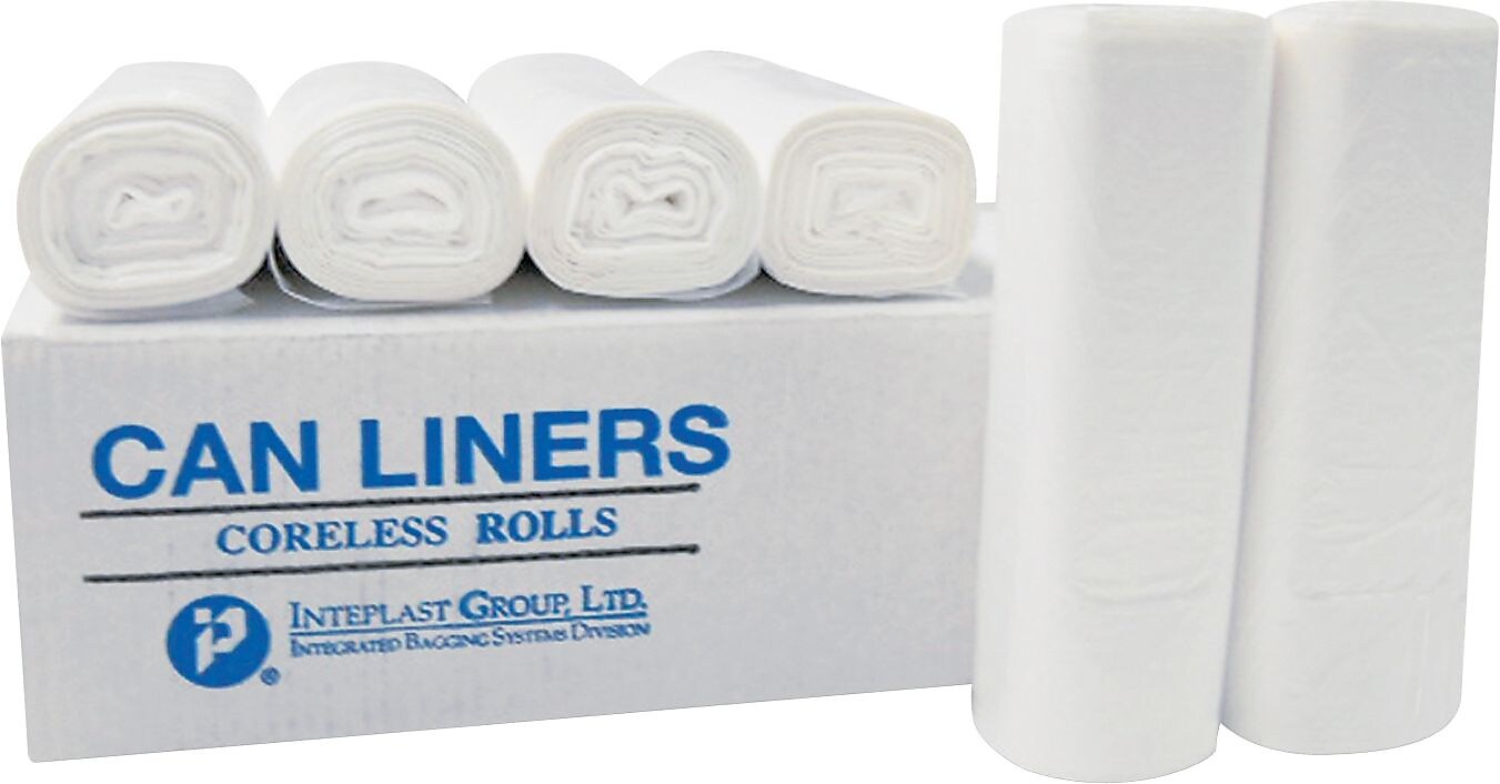 Inteplast Institutional Low-Density Can Liners Trash Bags, 0.35 mil Thickness, Black, 1000/Carton (IBS SL2424LTK)