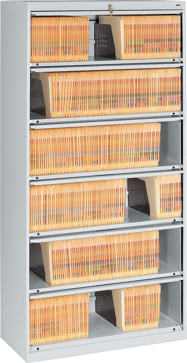 Tennsco Closed Fixed Shelf Lateral File, Light Gray, 6-Shelf, 75 1/4"H
