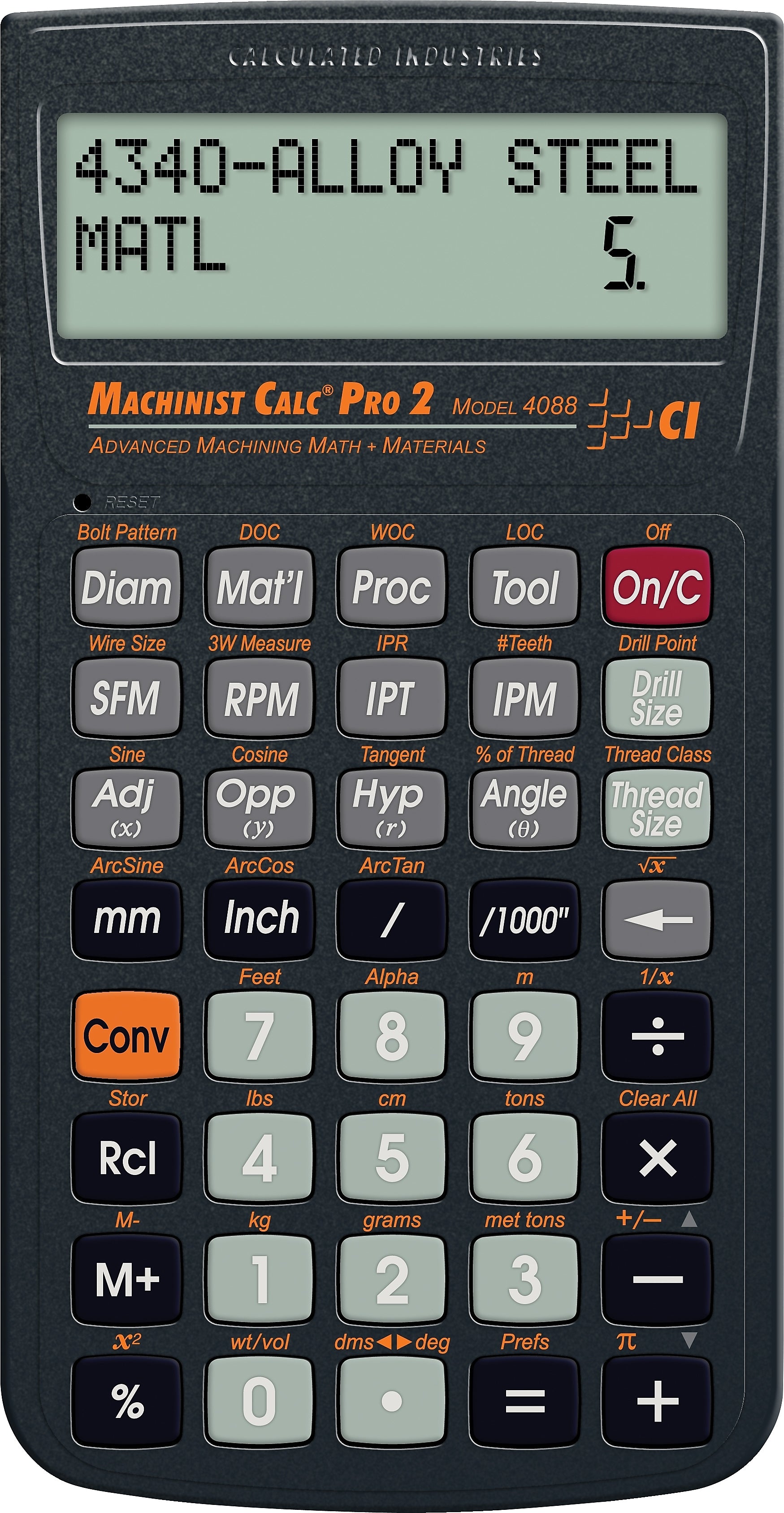 Calculated Industries Machinist Calc Pro 2 (4088) Measuring & Estimating Calculator, Black/Orange