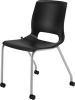 HON Motivate Stacking Chair, Onyx Shell, Textured Platinum Frame, 2 per Carton