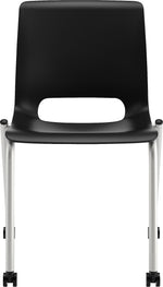 HON Motivate Stacking Chair, Onyx Shell, Textured Platinum Frame, 2 per Carton