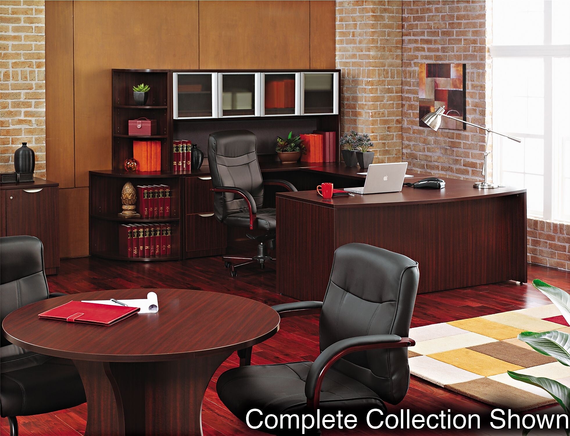 Alera Valencia 54.78"H 4-Shelf Bookcase with Adjustable Shelves, Mahogany Laminate (ALEVA635632MY)