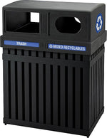 Commercial Zone ArchTec Series Parkview 2 Double Steel Recycling and Trash Center, 50 Gal, Black
