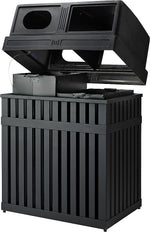 Commercial Zone ArchTec Series Parkview 2 Double Steel Recycling and Trash Center, 50 Gal, Black