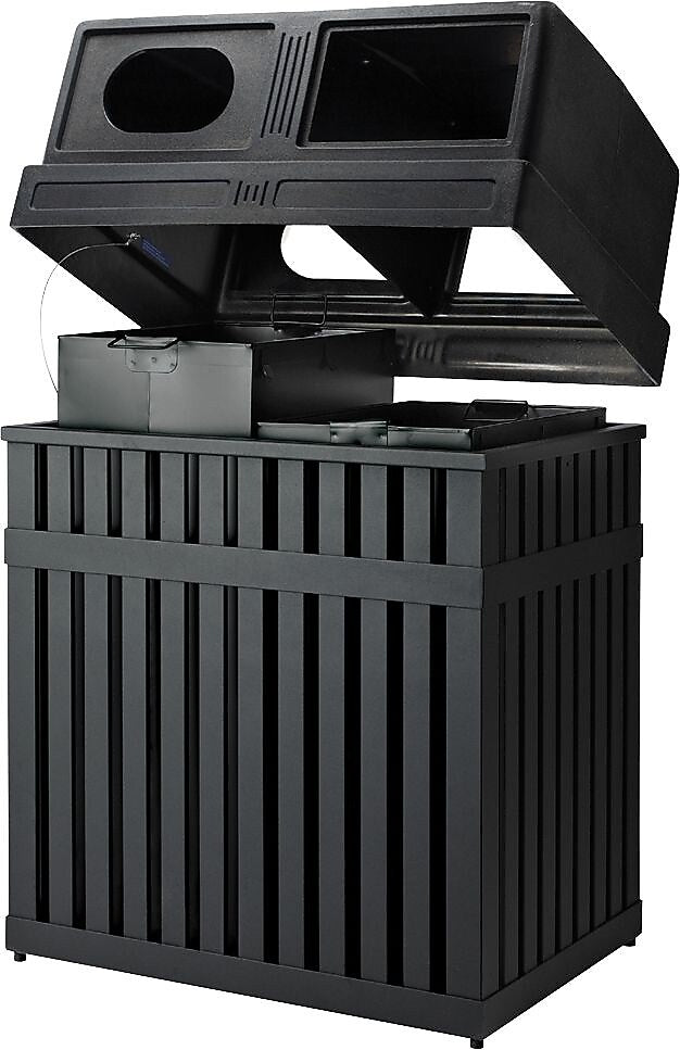 Commercial Zone ArchTec Series Parkview 2 Double Steel Recycling and Trash Center, 50 Gal, Black