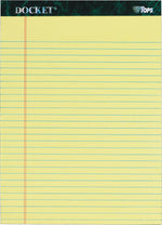 TOPS Docket Writing Pad, 8-1/2" x 11-3/4", Legal Ruled, Canary, 50 Sheets/Pad (63406)