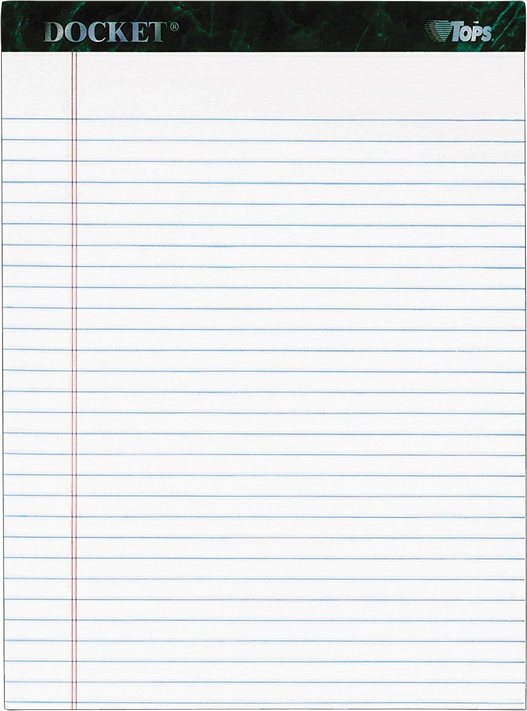 TOPS Docket Writing Pad, 8-1/2" x 11-3/4", Legal Ruled, White, 50 Sheets/Pad (63416)