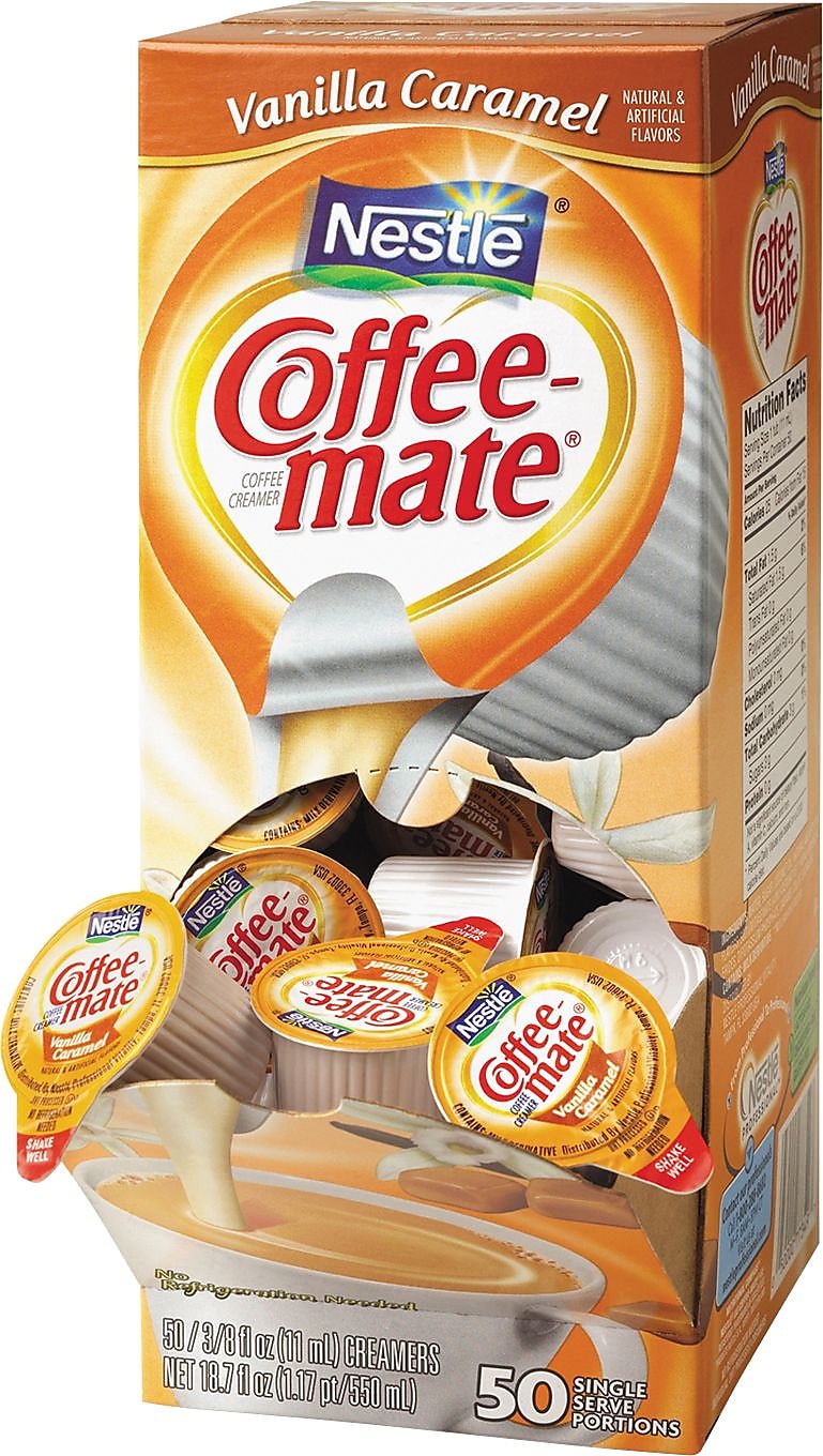 Coffee Mate Vanilla Caramel Dairy Free Liquid Creamer, 0.38 oz., 50 Tubs/Box, 4/Boxes(NES79129CT)