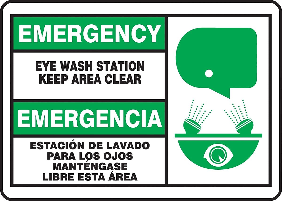 Accuform "EMER EYEWASH STN" Plastic Safety Sign, 7" x 10" (SBMFSD928MVP)