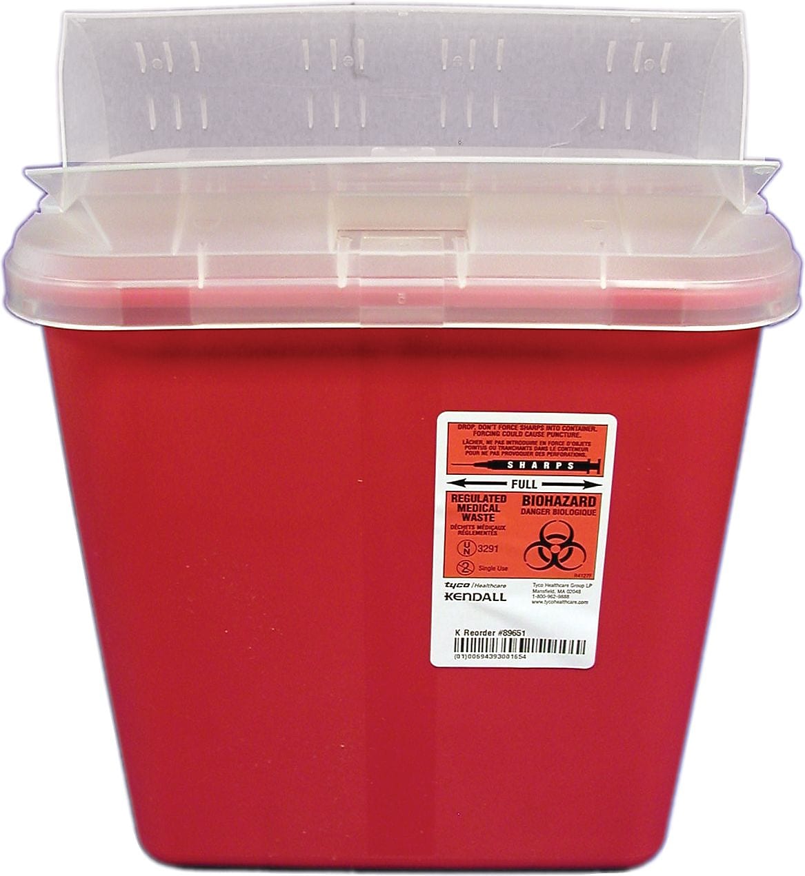 Medical Arts Press Kendall/Covidien Sharps Plastic Container with Clear Lid, 2-Gallon Capacity, Red (S2GH100651)