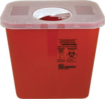 Covidien Sharps Plastic Container, 2-Gallon Container with Rotor Lid, Red (SRRO100970)