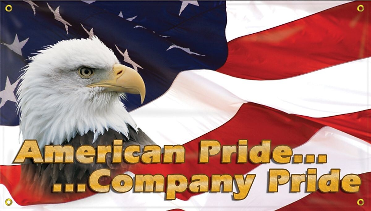 Accuform Signs® Safety Banner, AMERICAN PRIDE... ...COMPANY PRIDE, 28" x 48", Reinforced Vinyl, Each