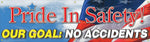 Accuform Safety Banner, PRIDE IN SAFETY! OUR GOAL: NO ACCIDENTS, 28" x 96", Reinforced Vinyl (MBR882)