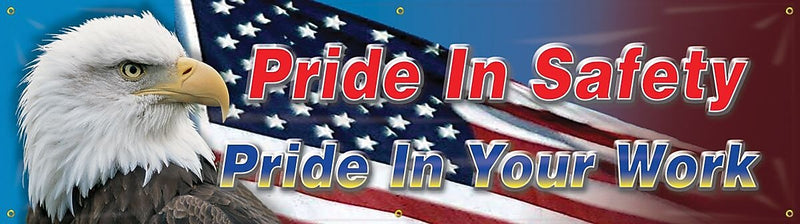 Accuform Safety Banner, PRIDE IN SAFETY PRIDE IN YOUR WORK, 28" x 96", Reinforced Vinyl (MBR880)