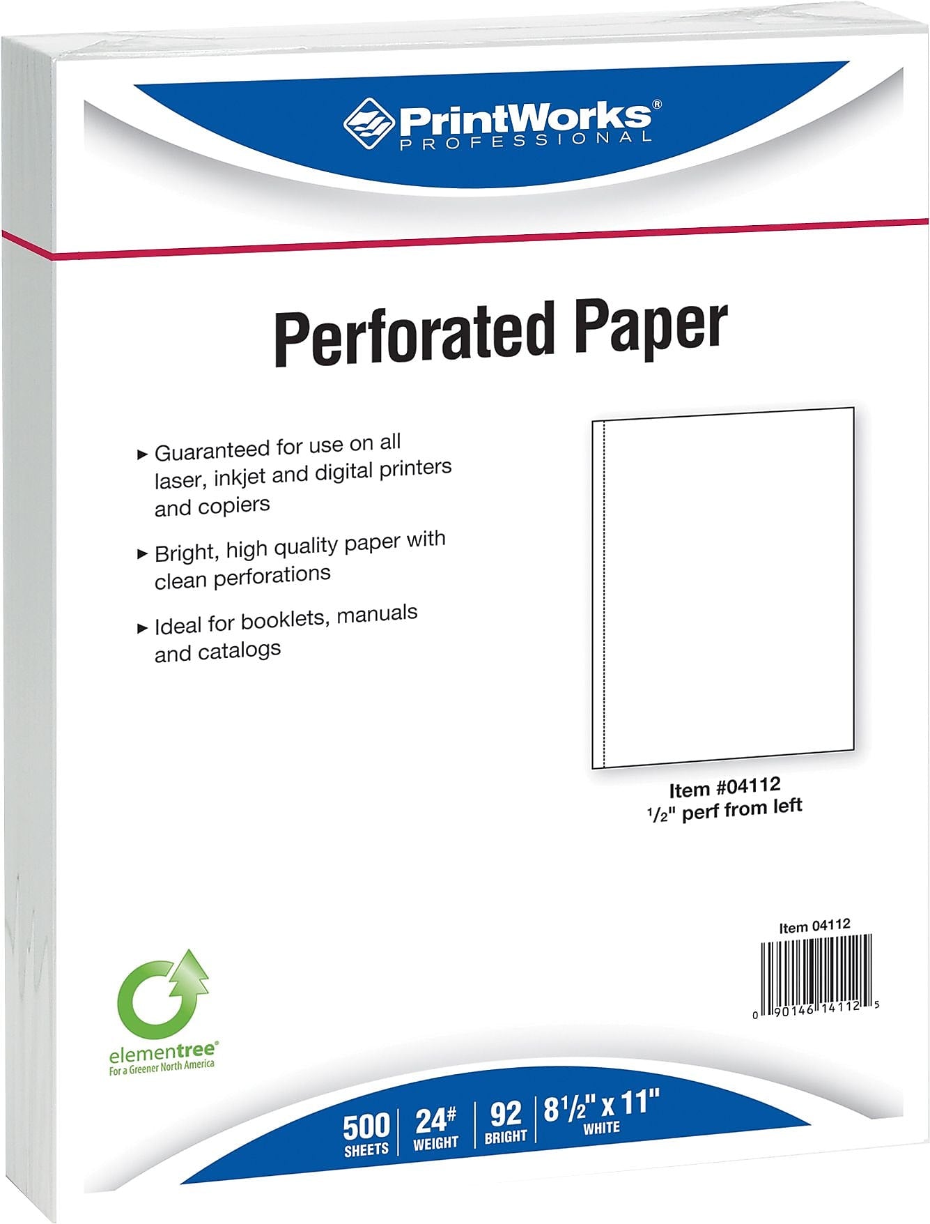 Printworks Professional 8.5" x 11" Business Paper, 24 lbs., White, 2500/Case (04112P)