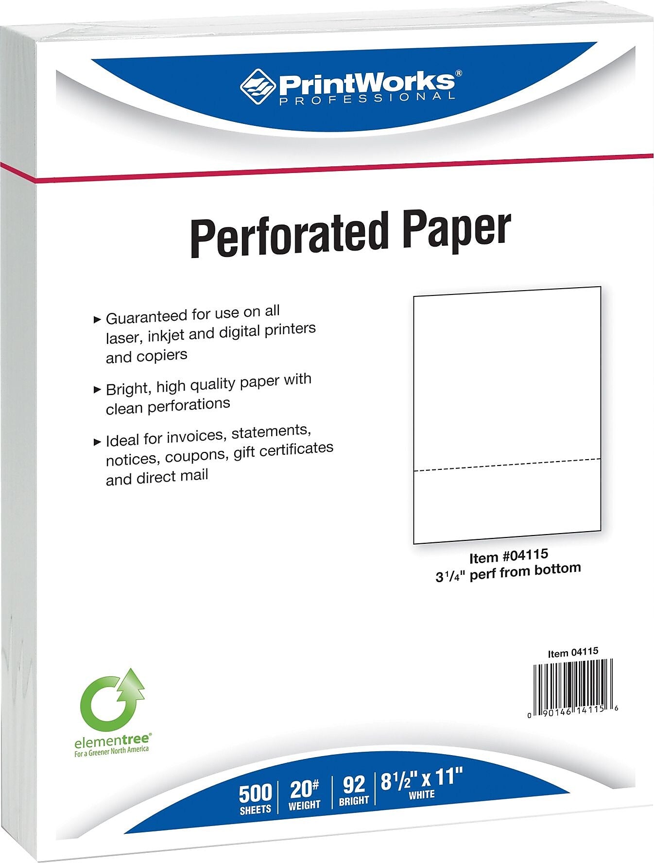 Printworks Professional 8 1/2" x 11" Multipurpose Paper, 20 lbs., 2500/Case (04115P)